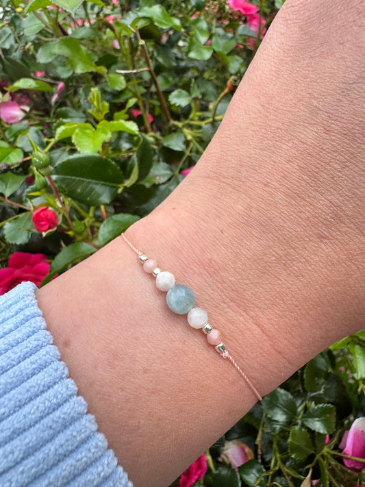 Feminine Glow – Fertility & Pregnancy Bracelet with Moonstone, Pink Opal & Aquamarine - BellishFeminine Glow – Fertility & Pregnancy Bracelet with Moonstone, Pink Opal & Aquamarine