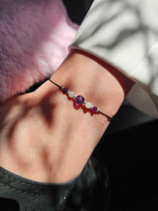 Struggling with stress or low energy? Wear lucky bracelets with healing stones like amethyst & moonstone