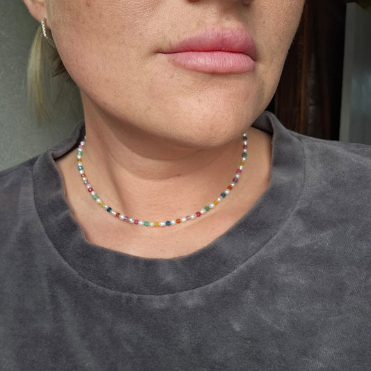 Rainbow Joy Choker 4mm – Colourful Gemstone Necklace for Summer, Positivity & Everyday Magic - BellishRainbow Joy Choker 4mm – Colourful Gemstone Necklace for Summer, Positivity & Everyday Magic
