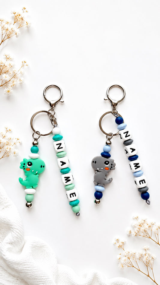 Dino name tag, Dinosaur  personalised Charm , Backpack chain with name