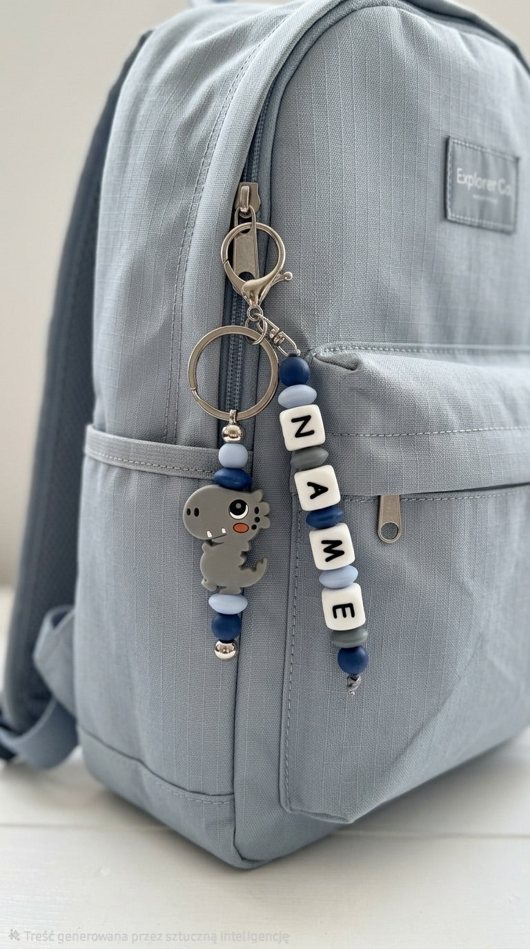 Dino name tag, Dinosaur  personalised Charm , Backpack chain with name