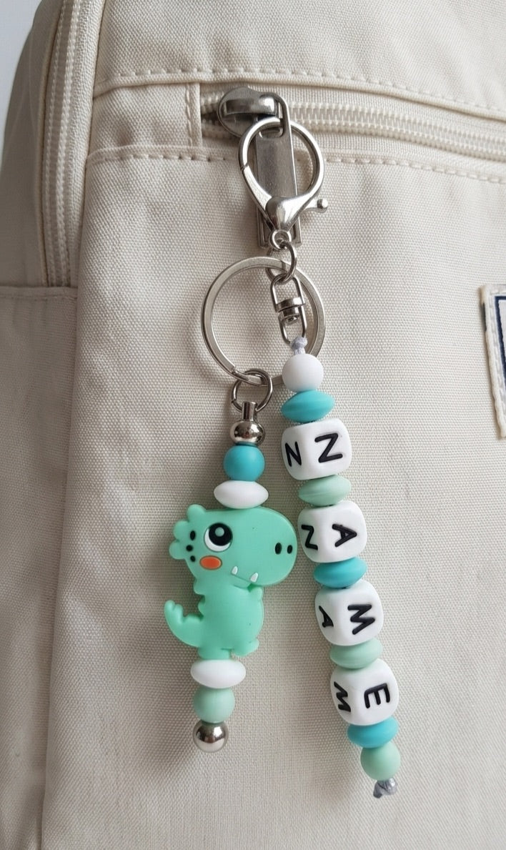 Dino name tag, Dinosaur  personalised Charm , Backpack chain with name