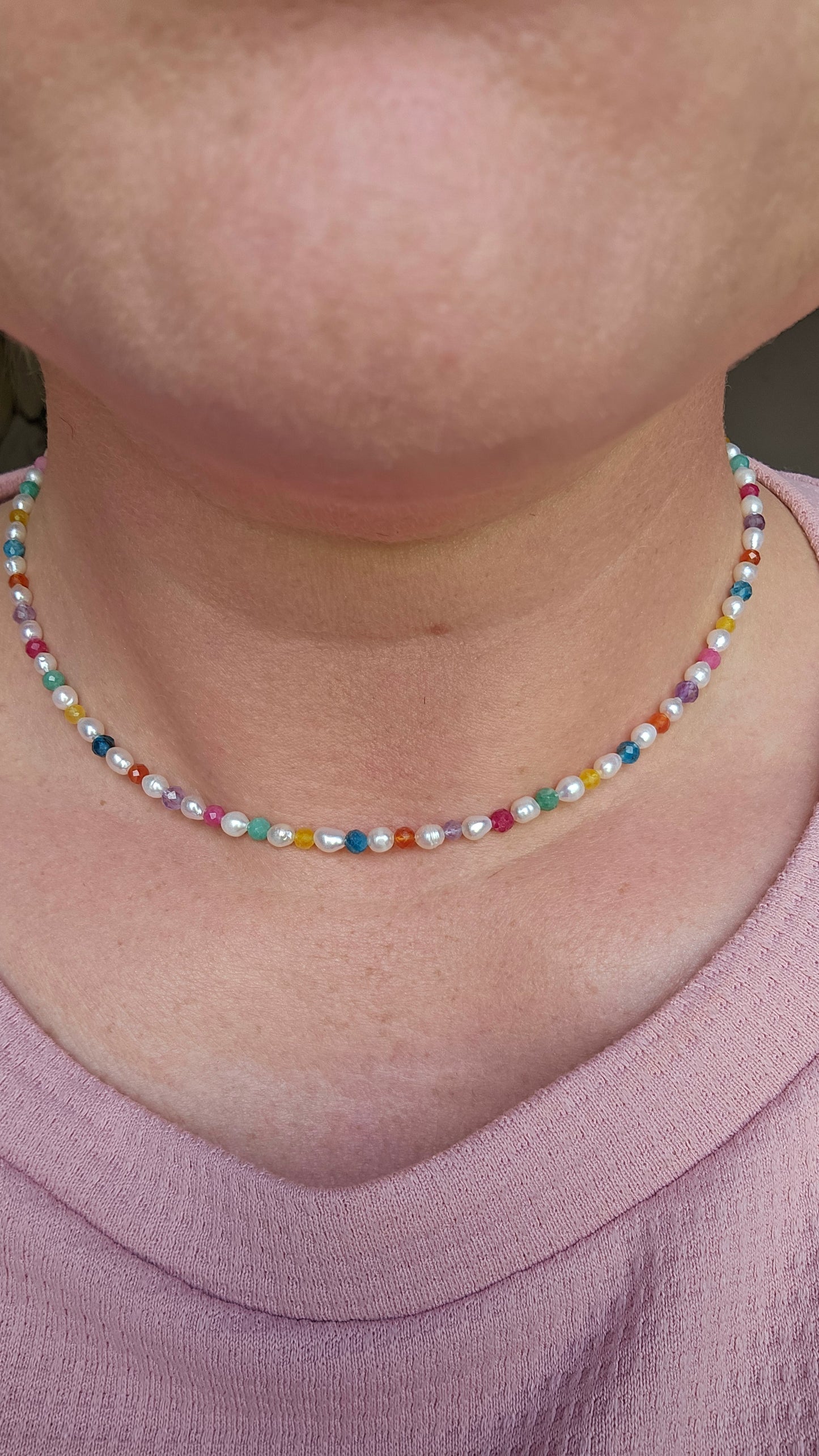 Rainbow Joy Choker 4mm – Colourful Gemstone Necklace for Summer, Positivity & Everyday Magic