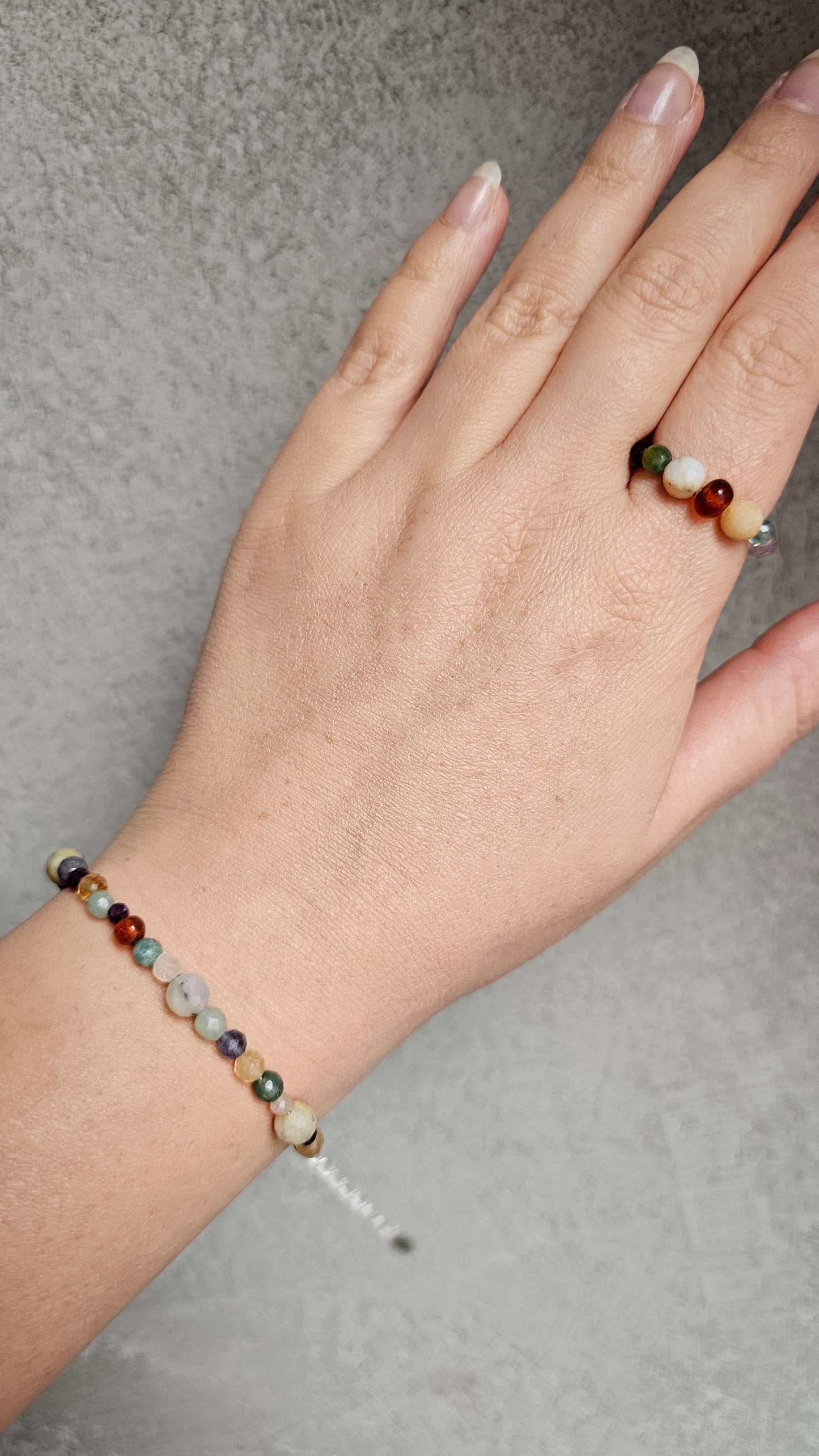 Handmade gemstone bracelet in warm autumn colours with silver clasp.