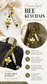 Personalised children's bee keyring attached to a black sports bag, featuring name beads, gold clasp and colourful silicone beads. A fun personalised accessory for school bags, PE bags, lunch bags and sports bags.