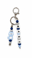 Custom boys name keychain made with colourful silicone beads, personalised backpack charm for school bags, lunchboxes and gym bags.

