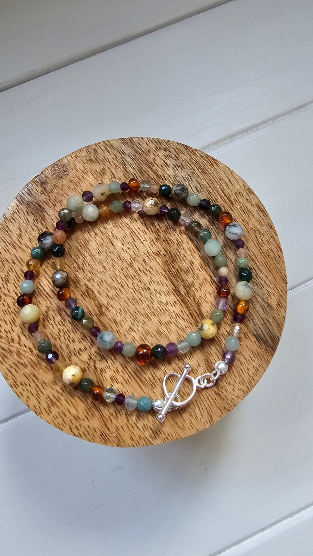 Autumn Gemstone Choker 38cm - Opal Baltic Amber Amethyst Agate Emerald - BellishAutumn Gemstone Choker 38cm - Opal Baltic Amber Amethyst Agate Emerald