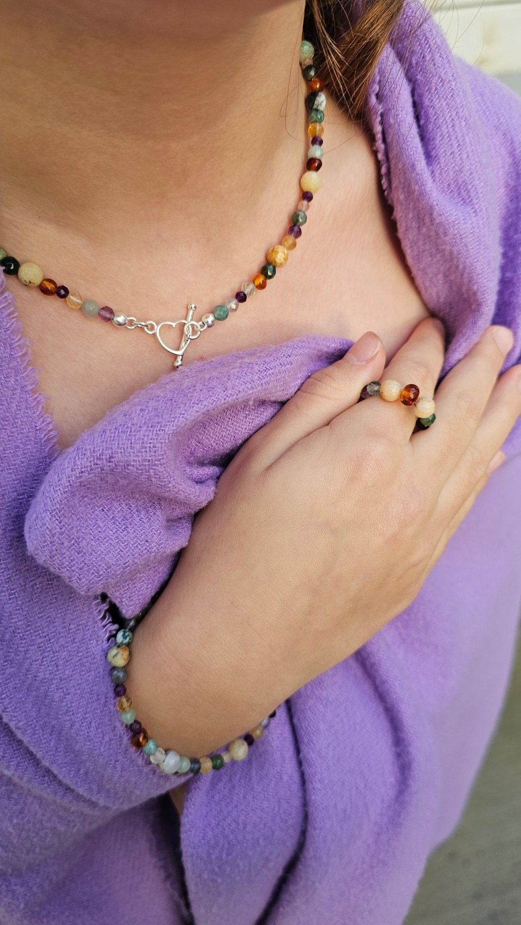 Autumn Gemstone Vibes – limited edition set of 3 Necklace - Bracelet - Elastic Ring - BellishAutumn Gemstone Vibes – limited edition set of 3 Necklace - Bracelet - Elastic Ring