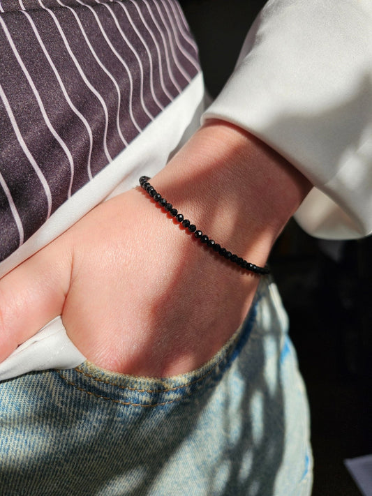 Black Tourmaline Bracelet 3mm - BellishBlack Tourmaline Bracelet 3mm