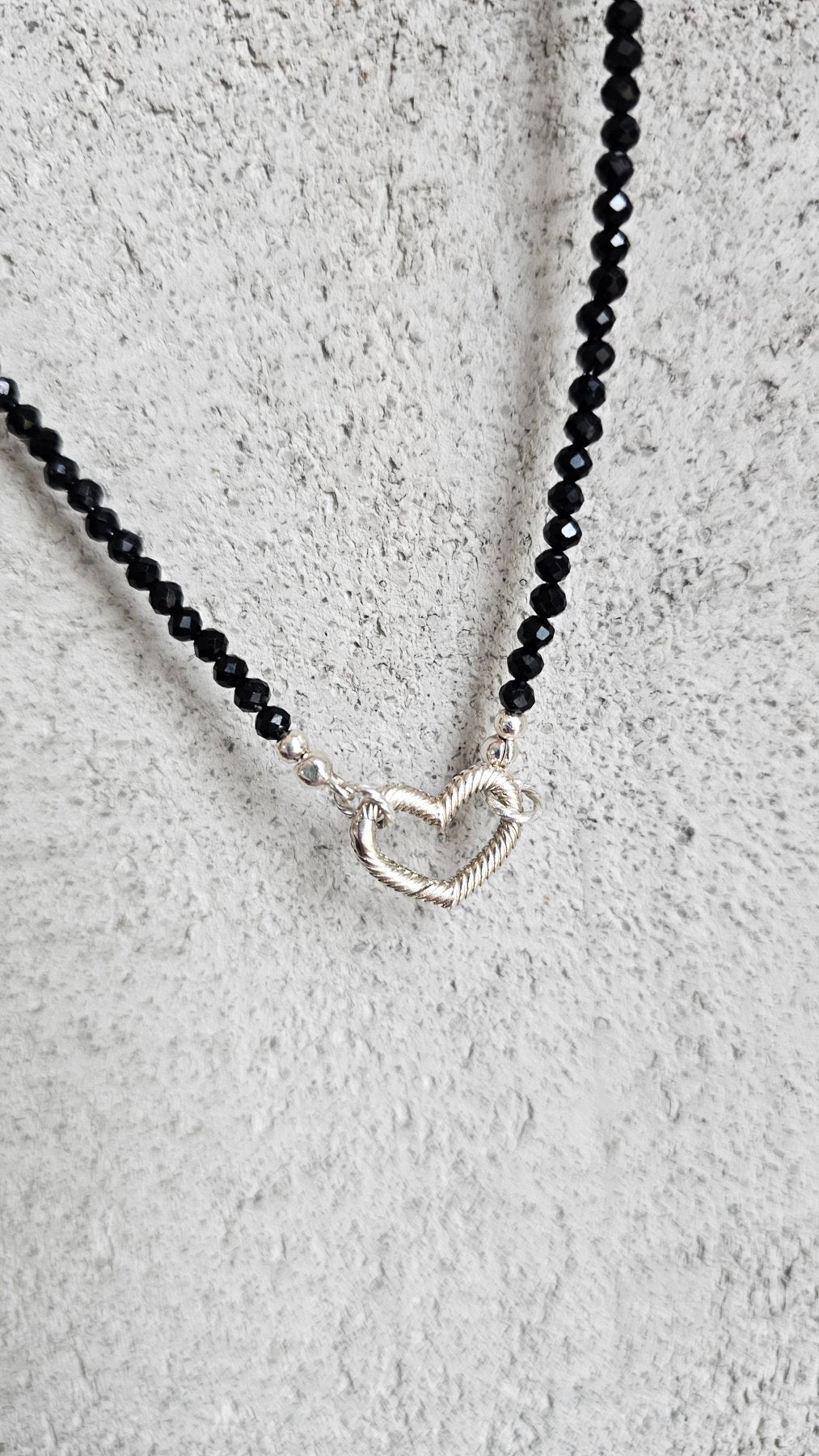 Black Tourmaline Silver Heart Necklace - BellishBlack Tourmaline Silver Heart Necklace