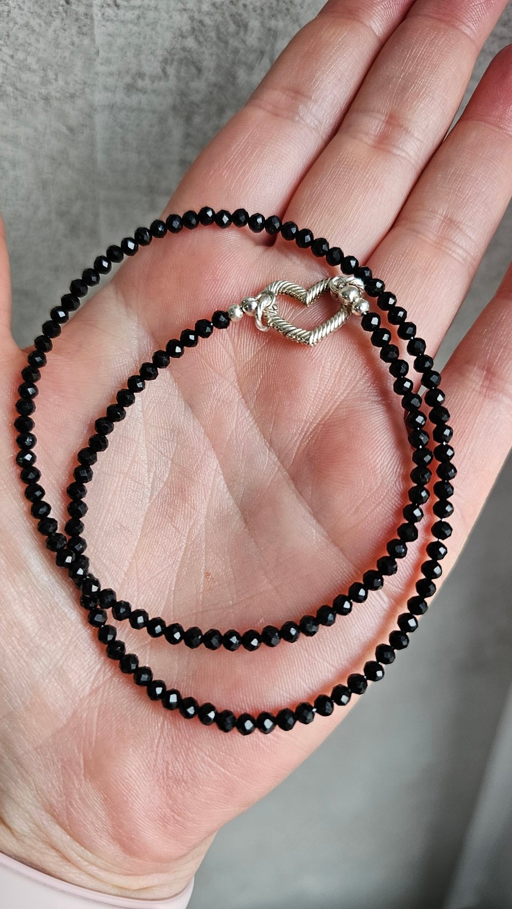 Black Tourmaline Silver Heart Necklace - BellishBlack Tourmaline Silver Heart Necklace