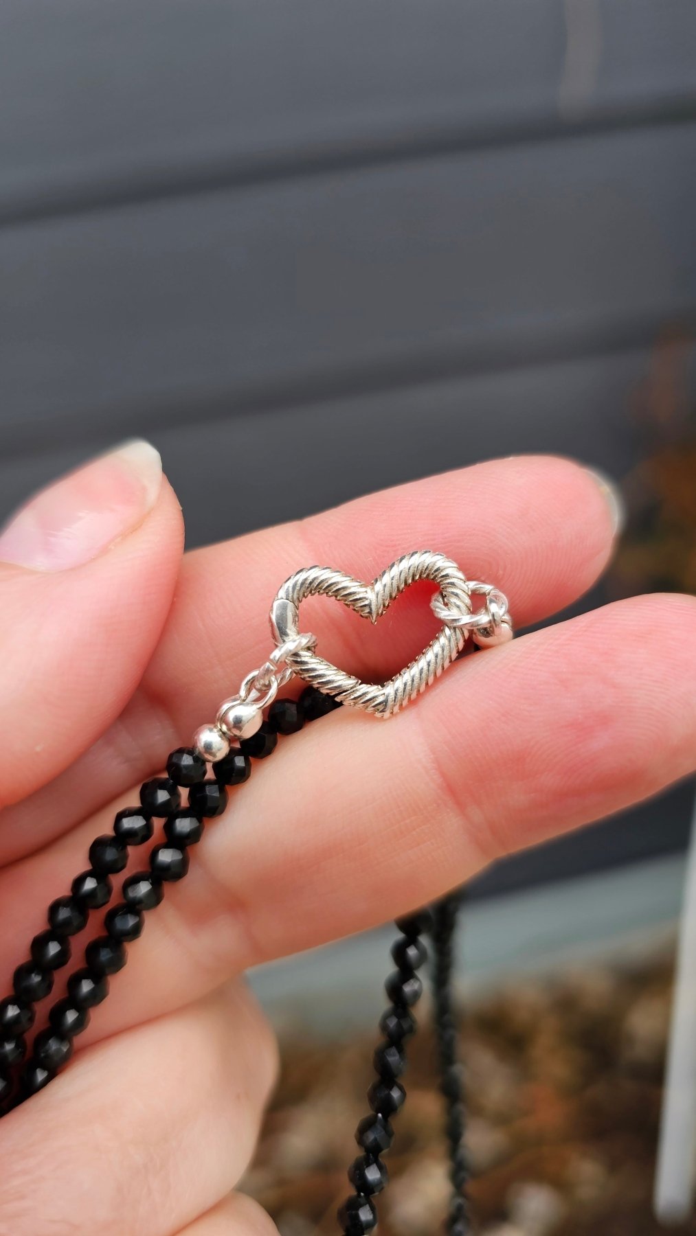 Black Tourmaline Silver Heart Necklace - BellishBlack Tourmaline Silver Heart Necklace