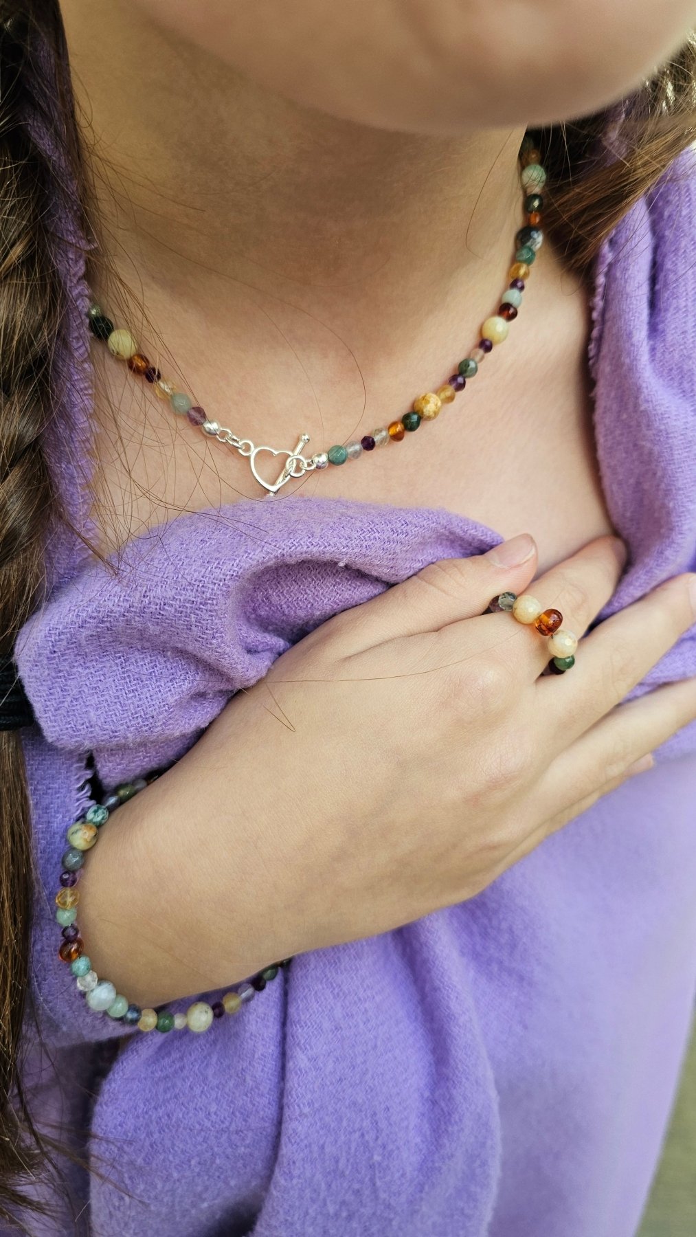 Elastic Gemstone Ring – Autumn Tones - BellishElastic Gemstone Ring – Autumn Tones