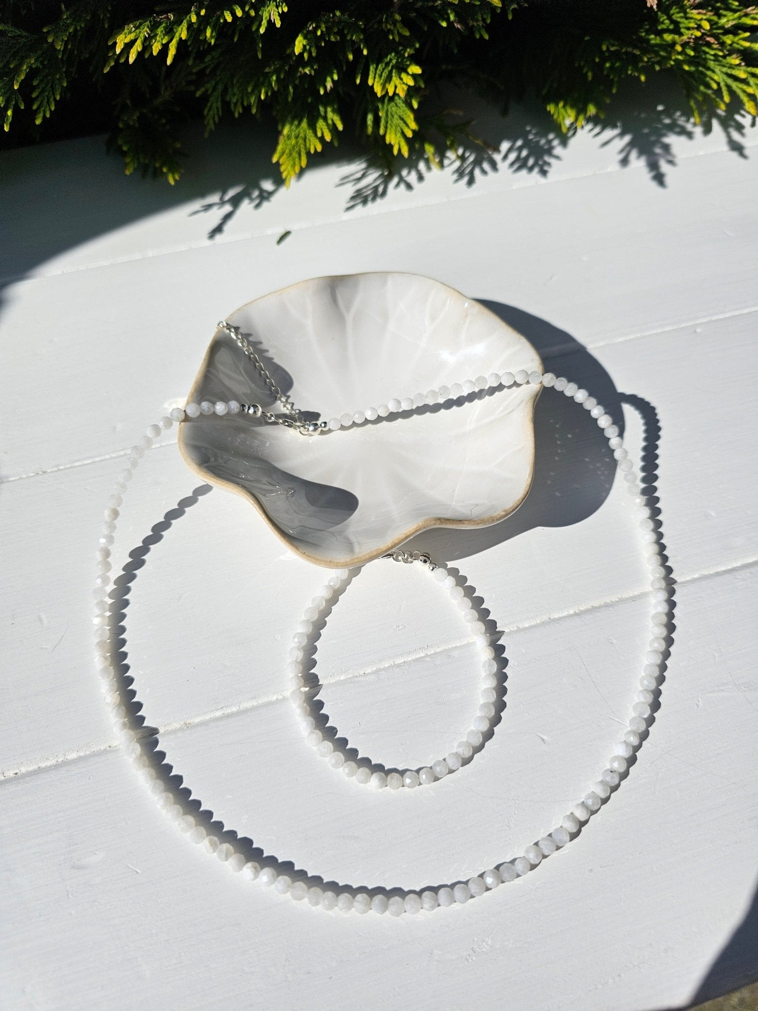 Elegant 4mm Moonstone Choker with 925 Sterling Silver Beads & Clasp - BellishElegant 4mm Moonstone Choker with 925 Sterling Silver Beads & Clasp