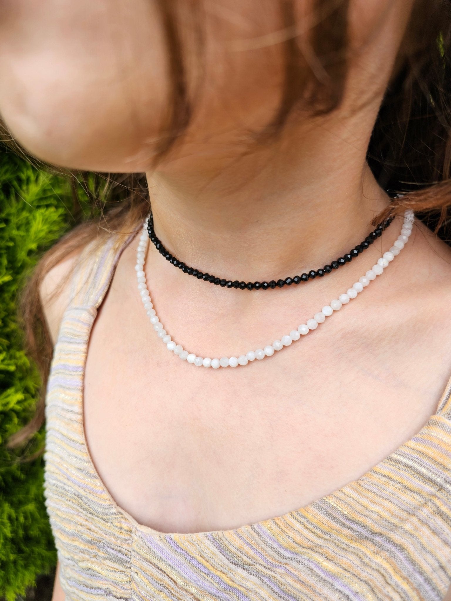 Elegant 4mm Moonstone Choker with 925 Sterling Silver Beads & Clasp - BellishElegant 4mm Moonstone Choker with 925 Sterling Silver Beads & Clasp