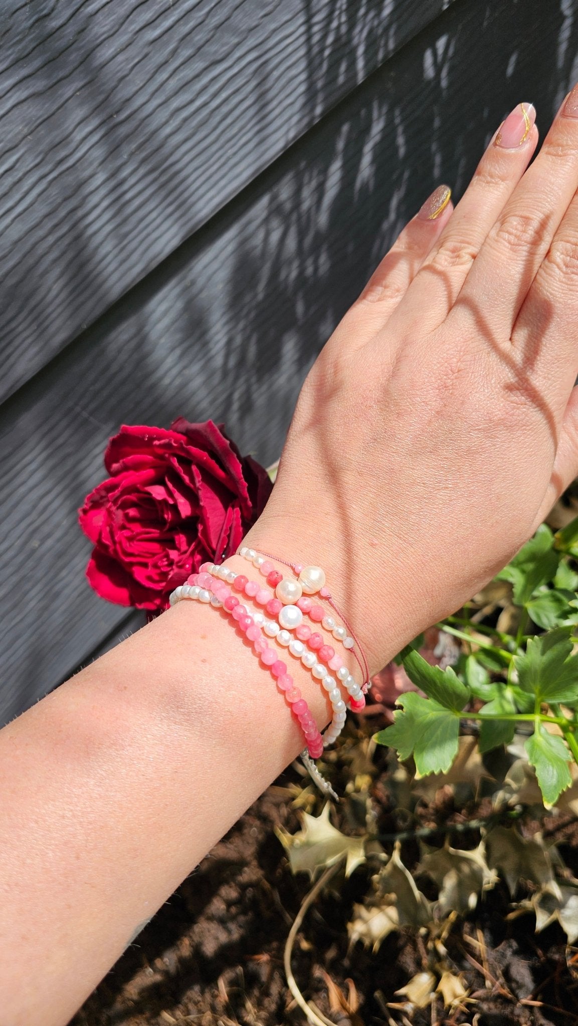 Freshwater Pearl and Pink Chalcedony Bracelet 4mm - Soft Elegance, Confidence and Inner Peace - BellishFreshwater Pearl and Pink Chalcedony Bracelet 4mm - Soft Elegance, Confidence and Inner Peace