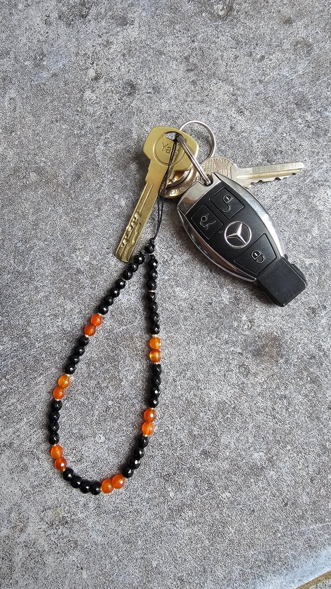 Gemstone Phone Charm – Black Onyx and Carnelian - BellishGemstone Phone Charm – Black Onyx and Carnelian