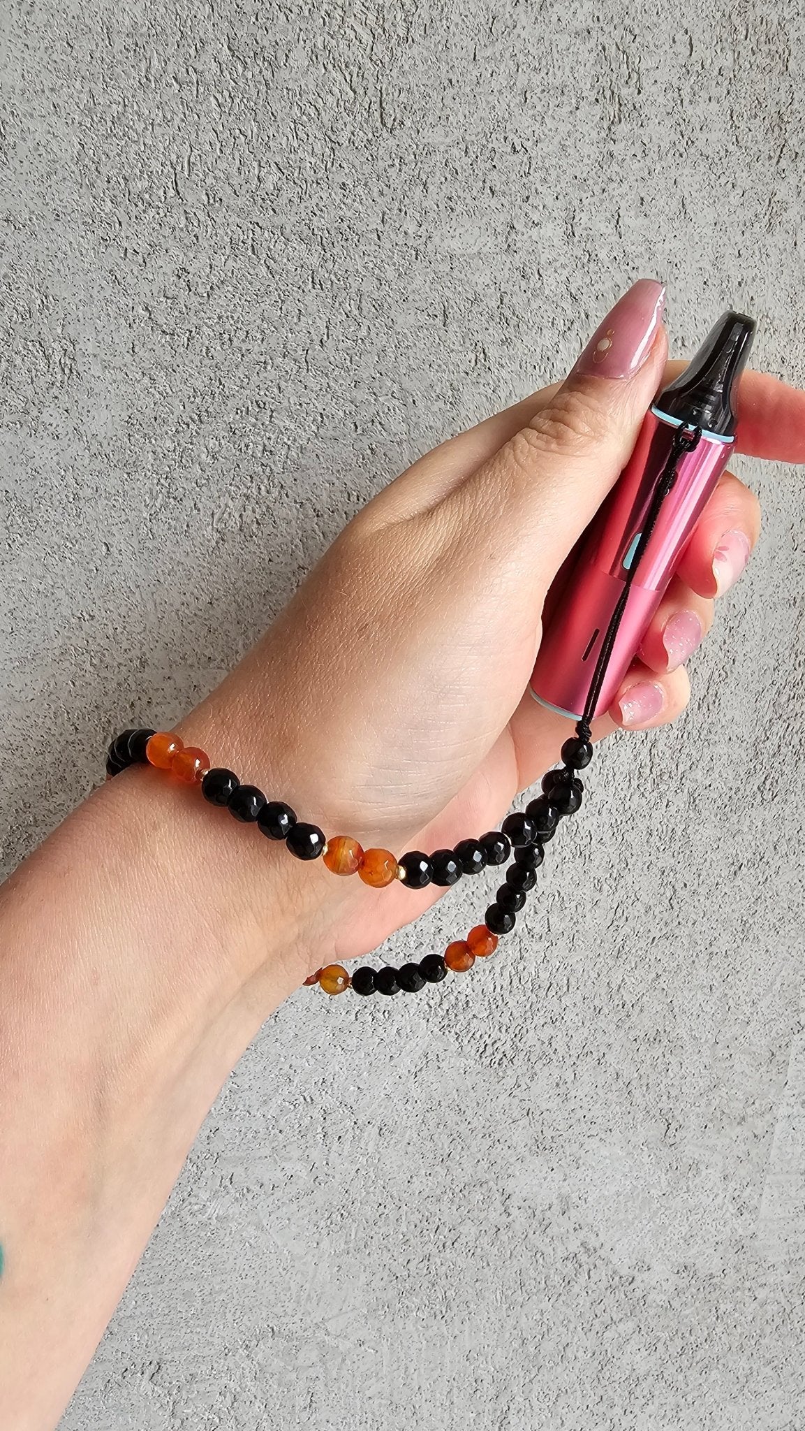 Gemstone Phone Charm – Black Onyx and Carnelian - BellishGemstone Phone Charm – Black Onyx and Carnelian