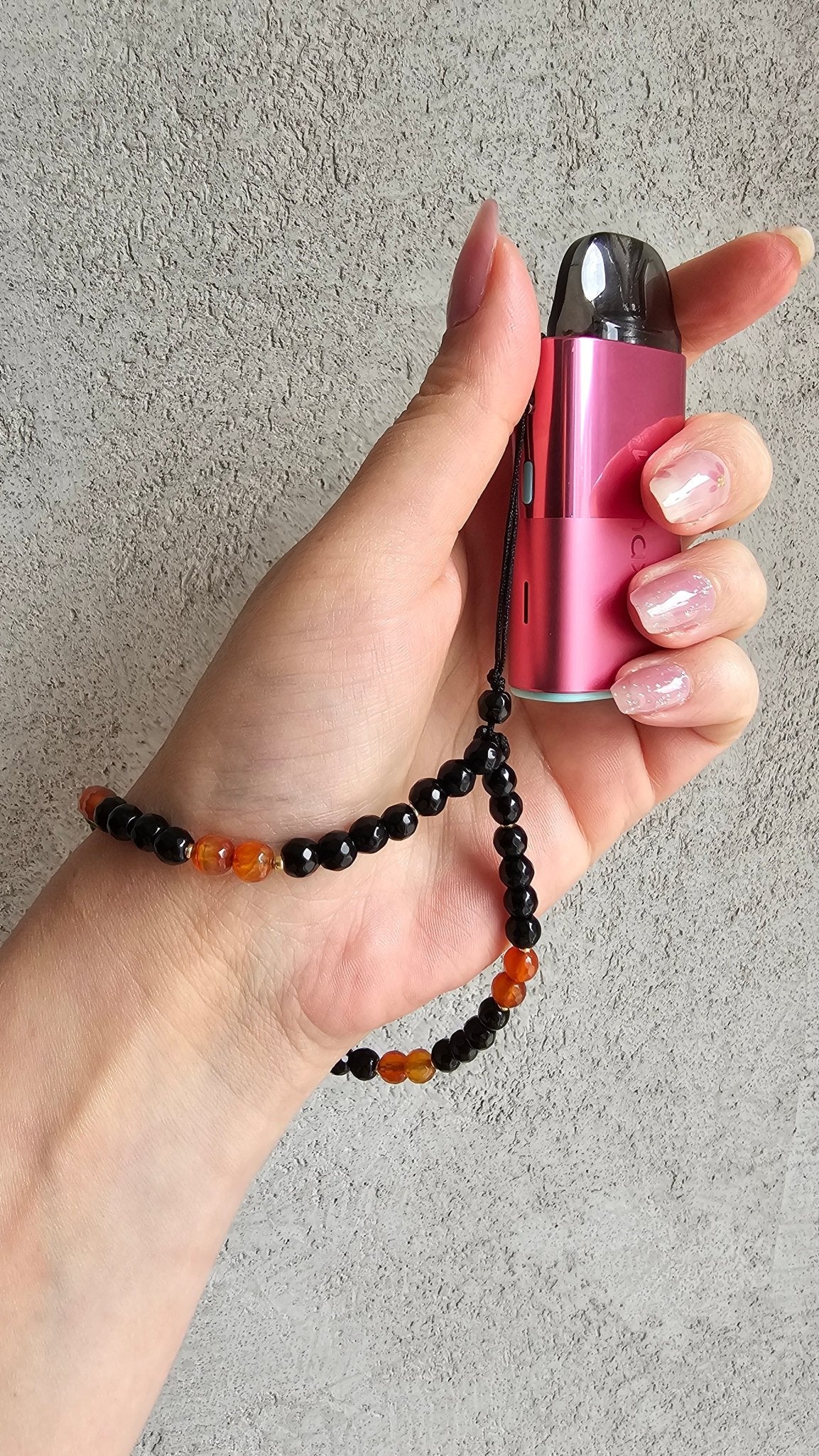 Gemstone Phone Charm – Black Onyx and Carnelian - BellishGemstone Phone Charm – Black Onyx and Carnelian