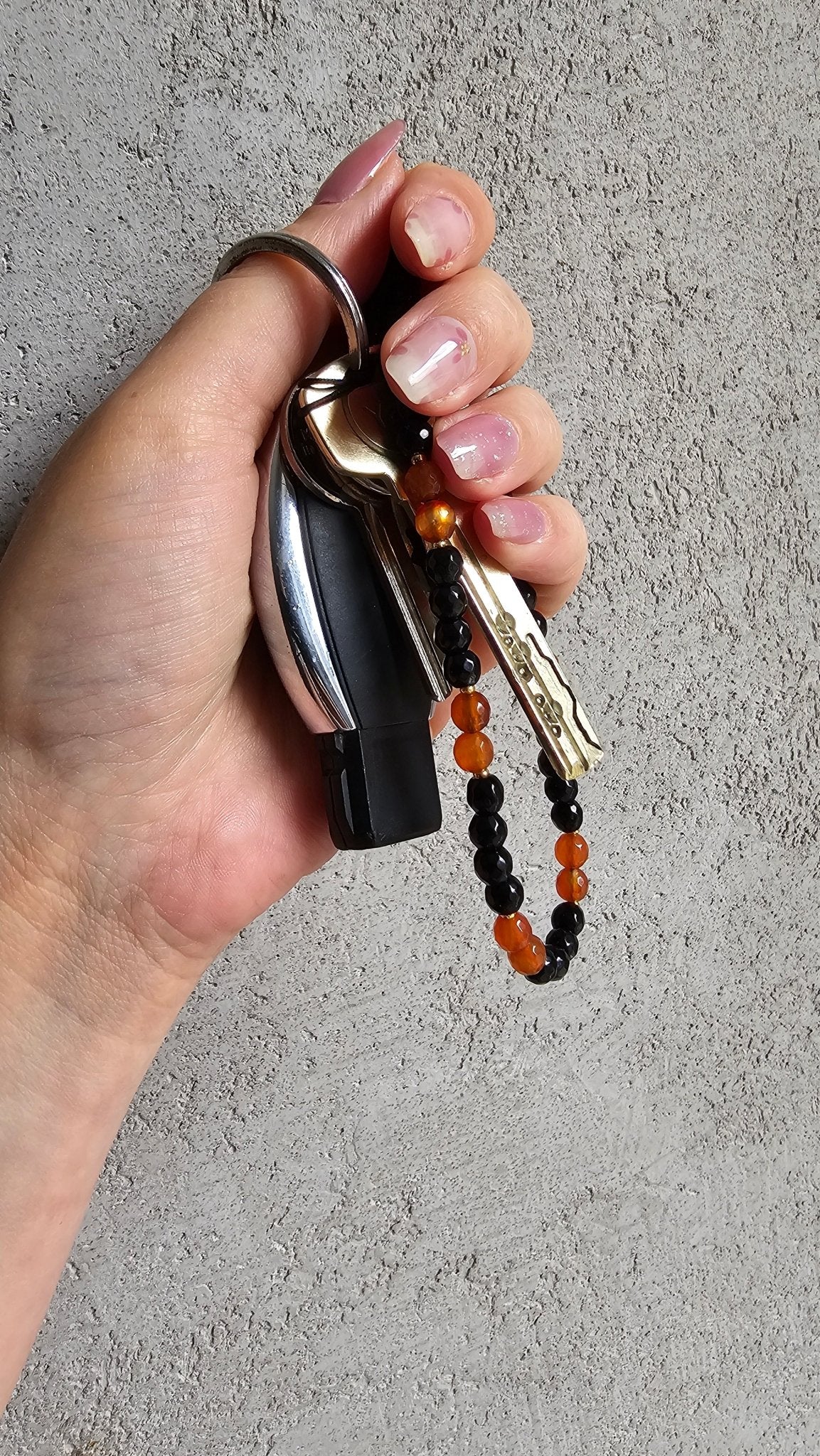 Gemstone Phone Charm – Black Onyx and Carnelian - BellishGemstone Phone Charm – Black Onyx and Carnelian