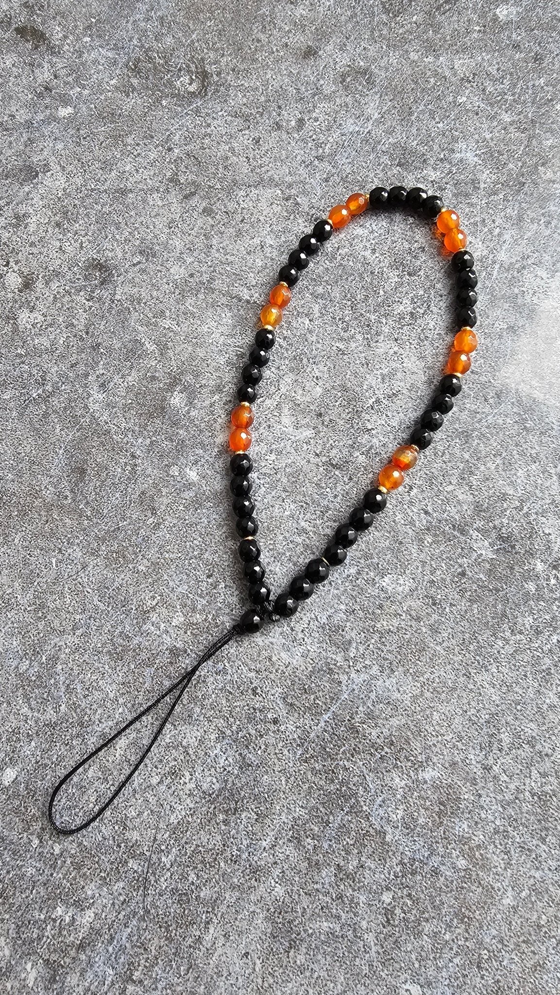 Gemstone Phone Charm – Black Onyx and Carnelian - BellishGemstone Phone Charm – Black Onyx and Carnelian