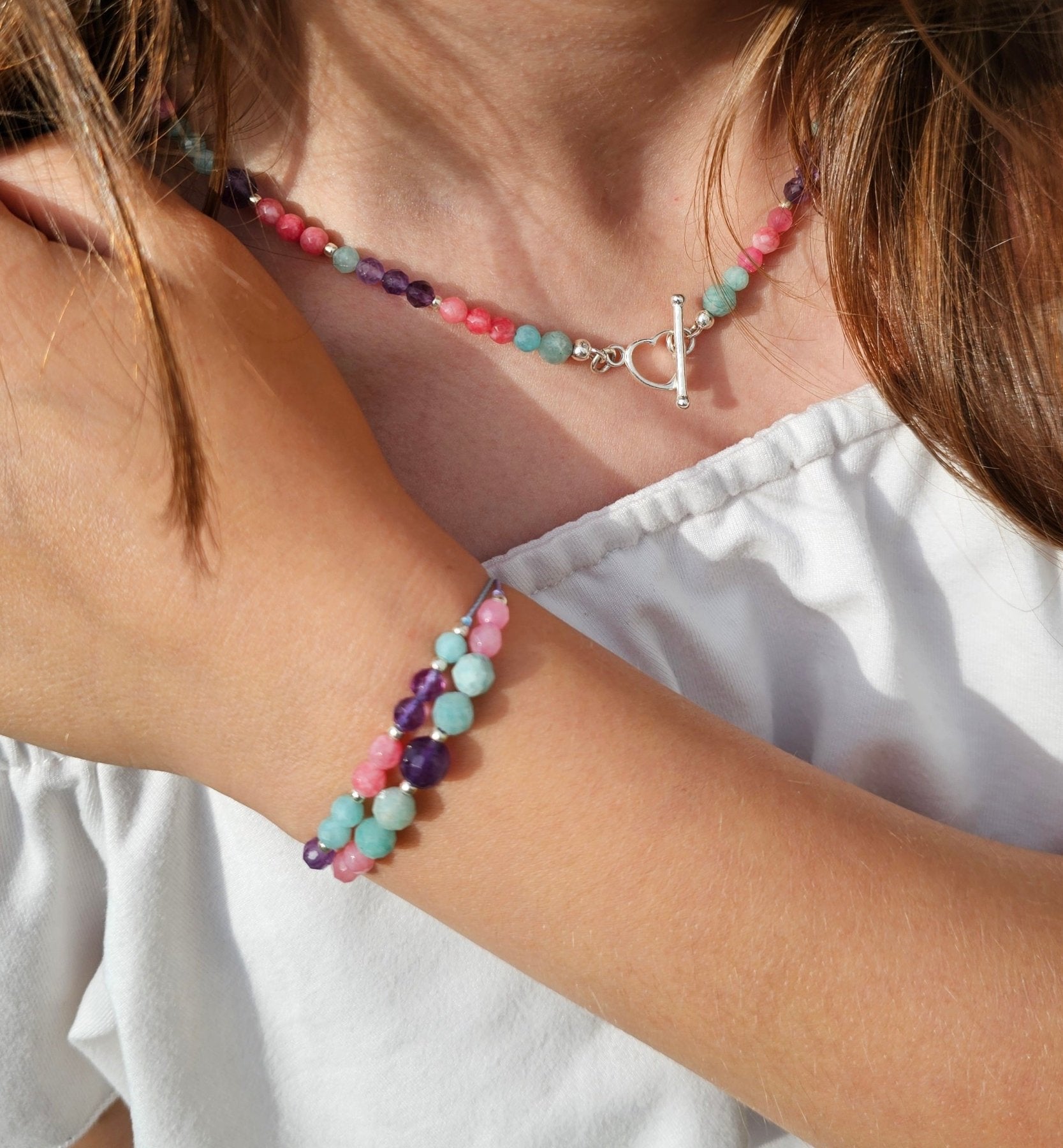Harmony Glow Bracelet - Amazonite - Amethyst - Pink Chalcedony - BellishHarmony Glow Bracelet - Amazonite - Amethyst - Pink Chalcedony