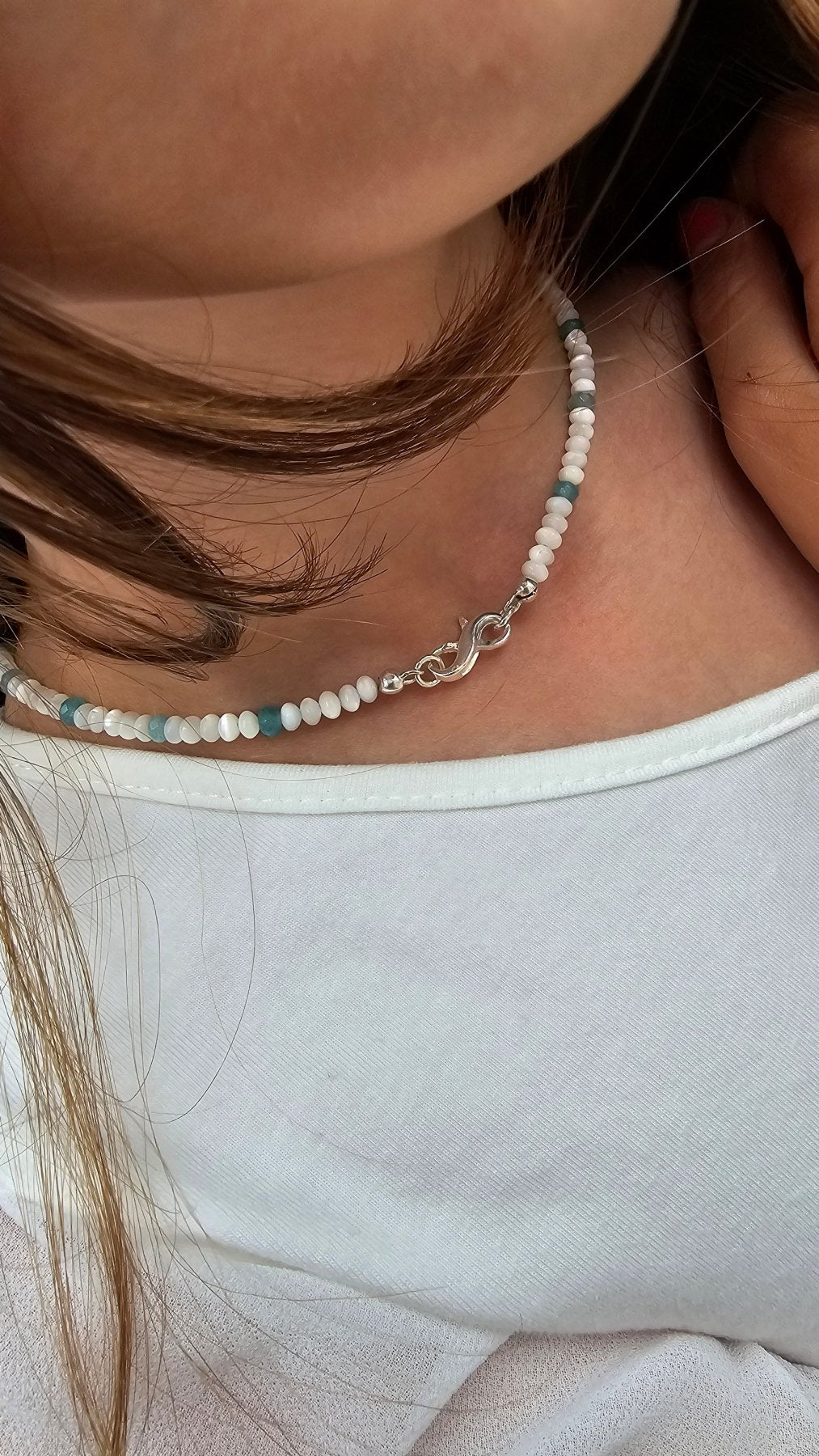 Infinity Jewellery Set – Turquoise Jade & Shell - BellishInfinity Jewellery Set – Turquoise Jade & Shell