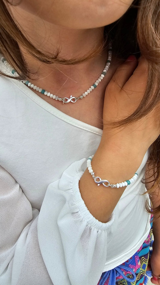 Infinity Jewellery Set – Turquoise Jade & Shell - BellishInfinity Jewellery Set – Turquoise Jade & Shell