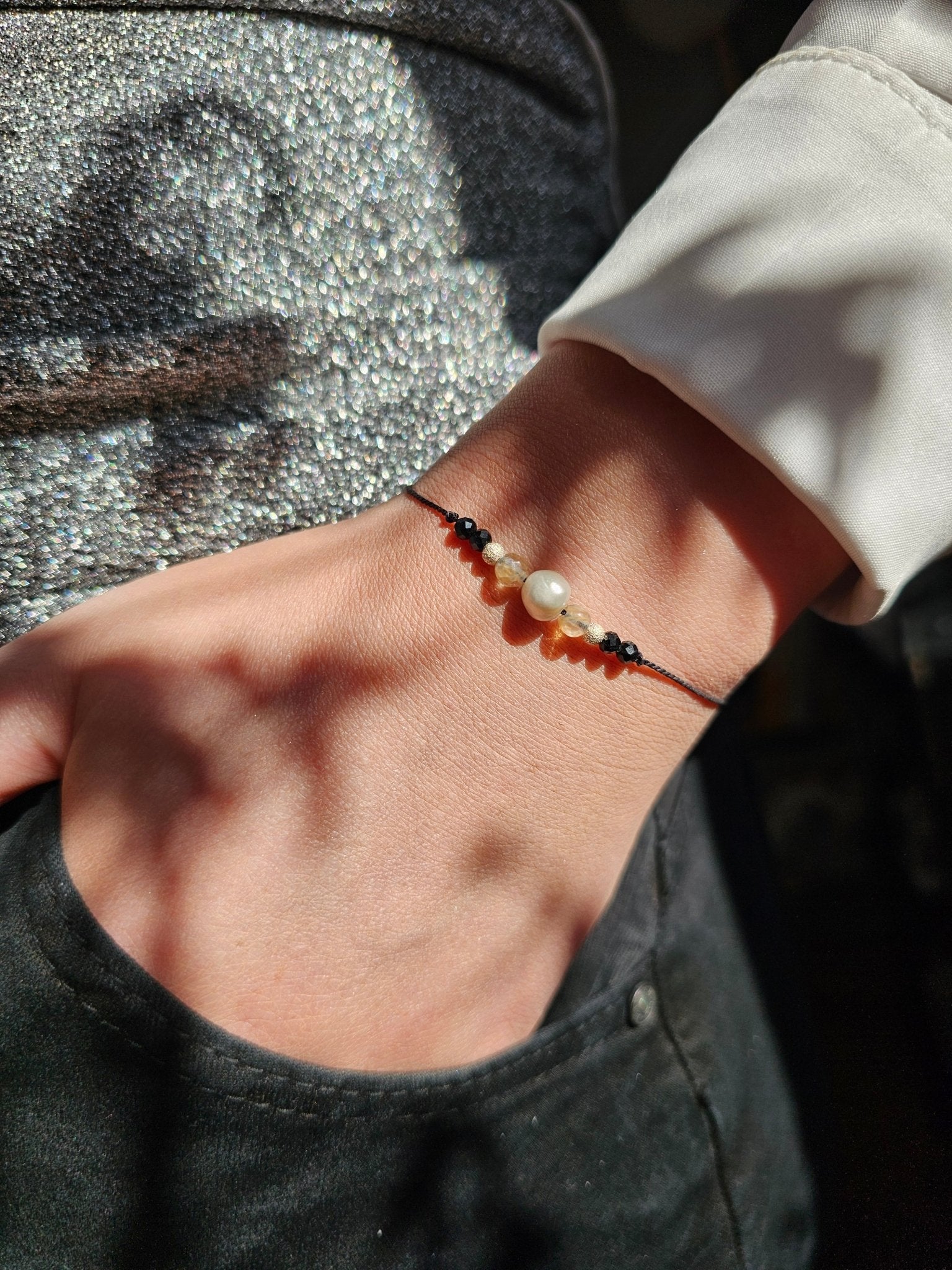 libra zodiac bracelet, citrine onyx pearl bracelet, handmade libra jewellery, sterling silver zodiac gift, libra birthday gift, adjustable gemstone bracelet, elegant spiritual bracelet