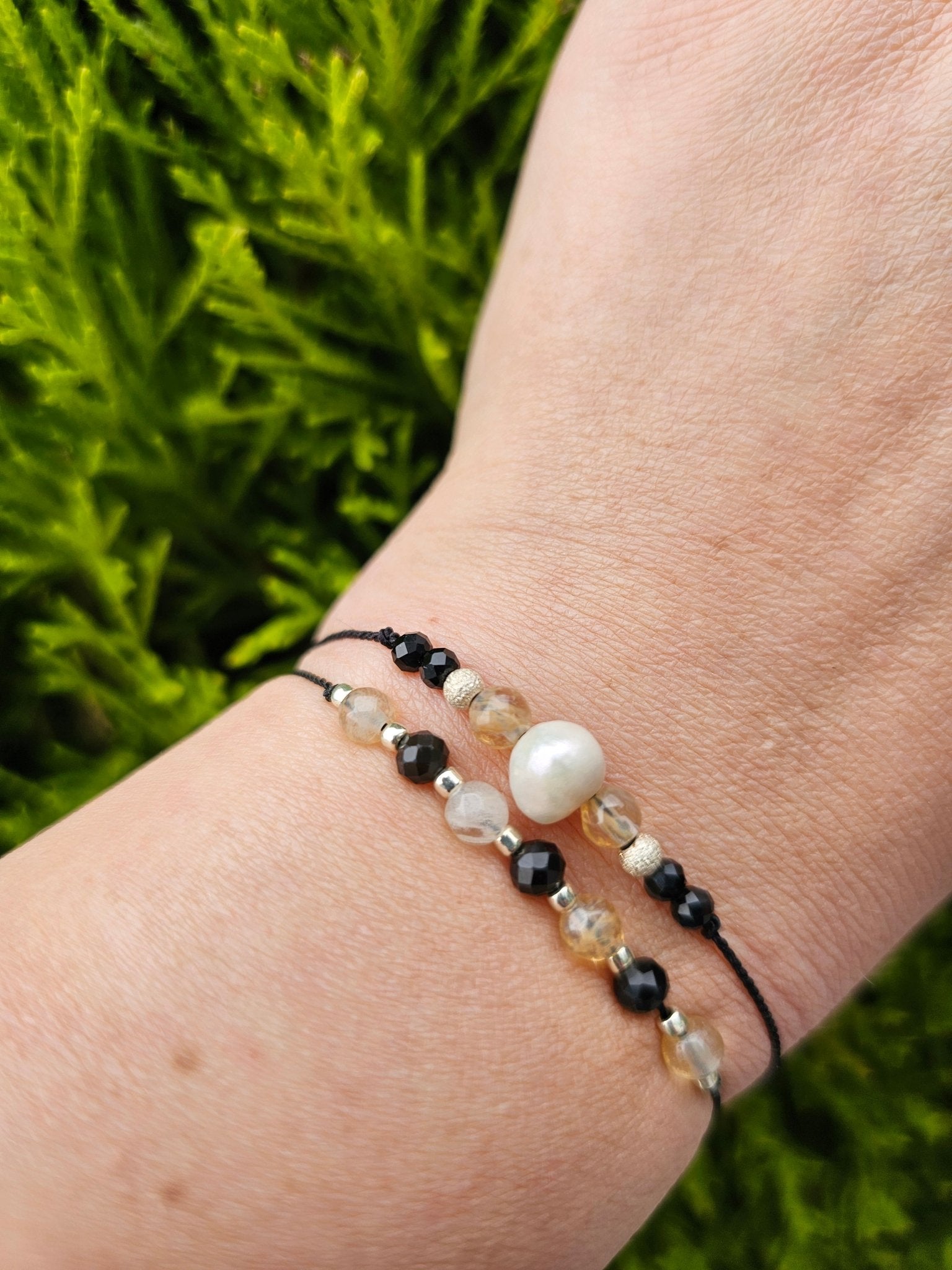 libra zodiac bracelet, citrine onyx pearl bracelet, handmade libra jewellery, sterling silver zodiac gift, libra birthday gift, adjustable gemstone bracelet, elegant spiritual bracelet