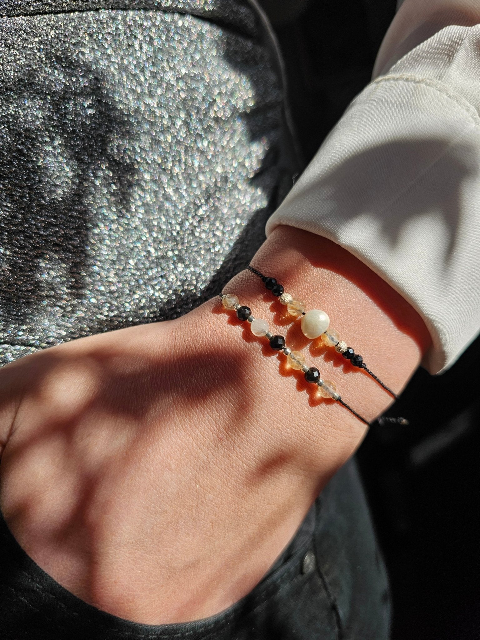libra zodiac bracelet, citrine onyx pearl bracelet, handmade libra jewellery, sterling silver zodiac gift, libra birthday gift, adjustable gemstone bracelet, elegant spiritual bracelet