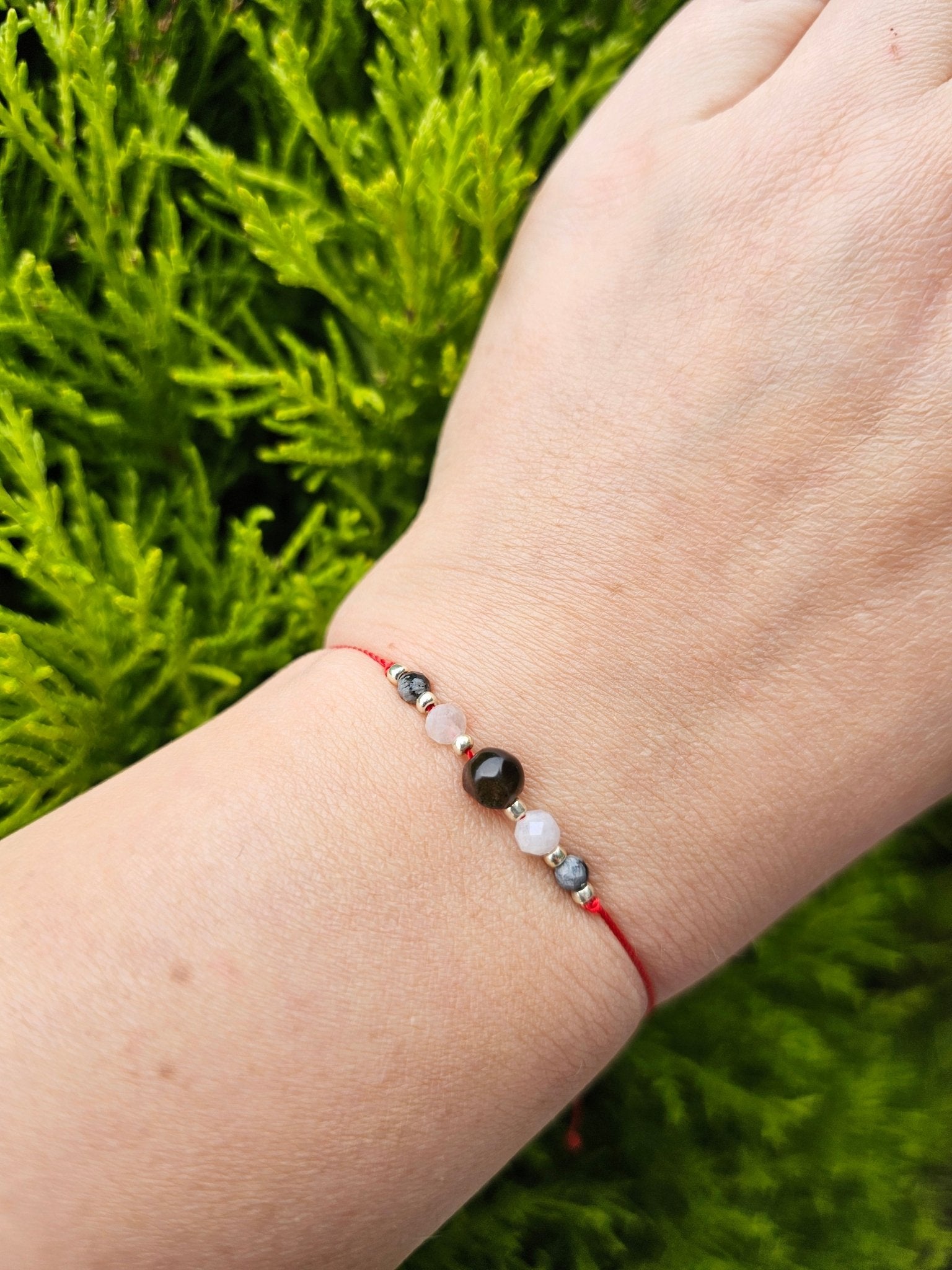 Lucky Bracelet - Gold and snowflakes Obsidian & Moonstone - BellishLucky Bracelet - Gold and snowflakes Obsidian & Moonstone
