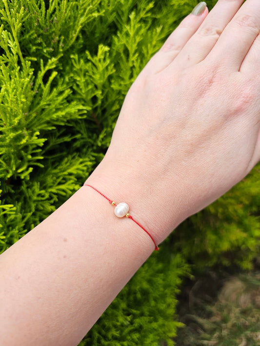 Lucky Bracelet - Pearl Red Cord - BellishLucky Bracelet - Pearl Red Cord