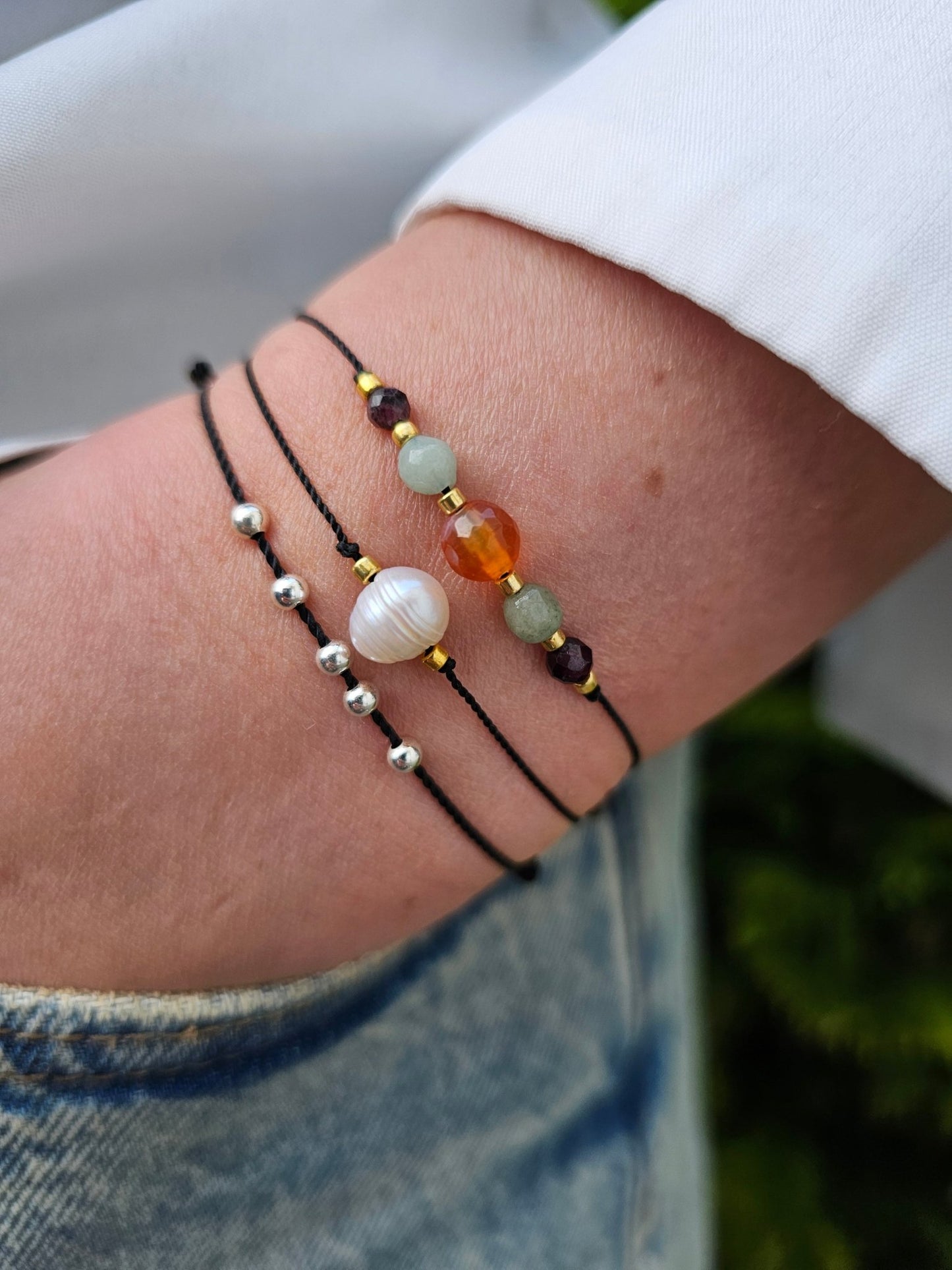 Lucky Bracelet - Silver Beads - Black Cord - BellishLucky Bracelet - Silver Beads - Black Cord