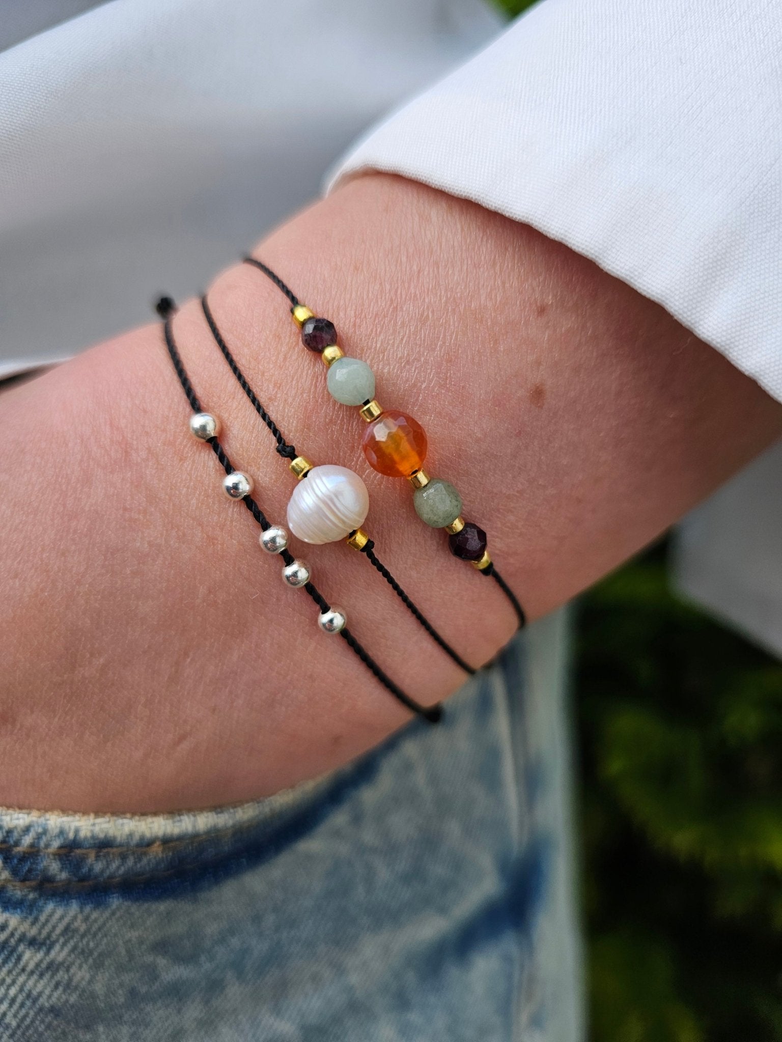 Lucky Bracelet - Silver Beads - Black Cord - BellishLucky Bracelet - Silver Beads - Black Cord