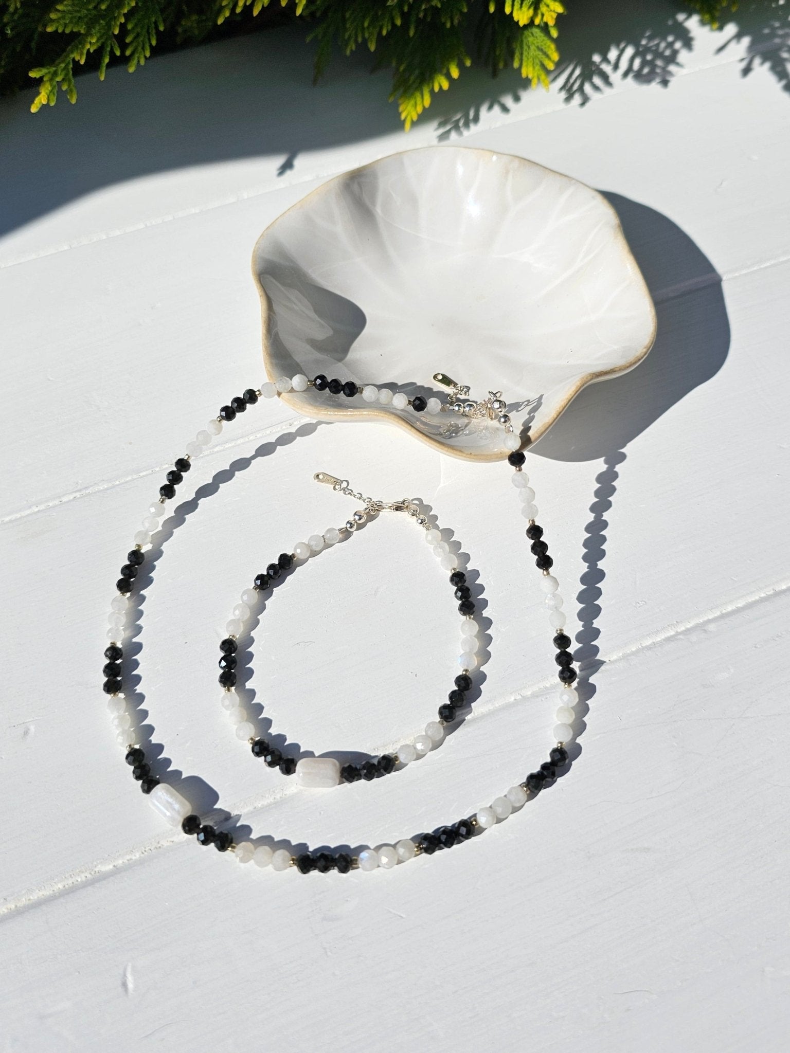 Moonstone & Black Onyx Choker 4mm - BellishMoonstone & Black Onyx Choker 4mm