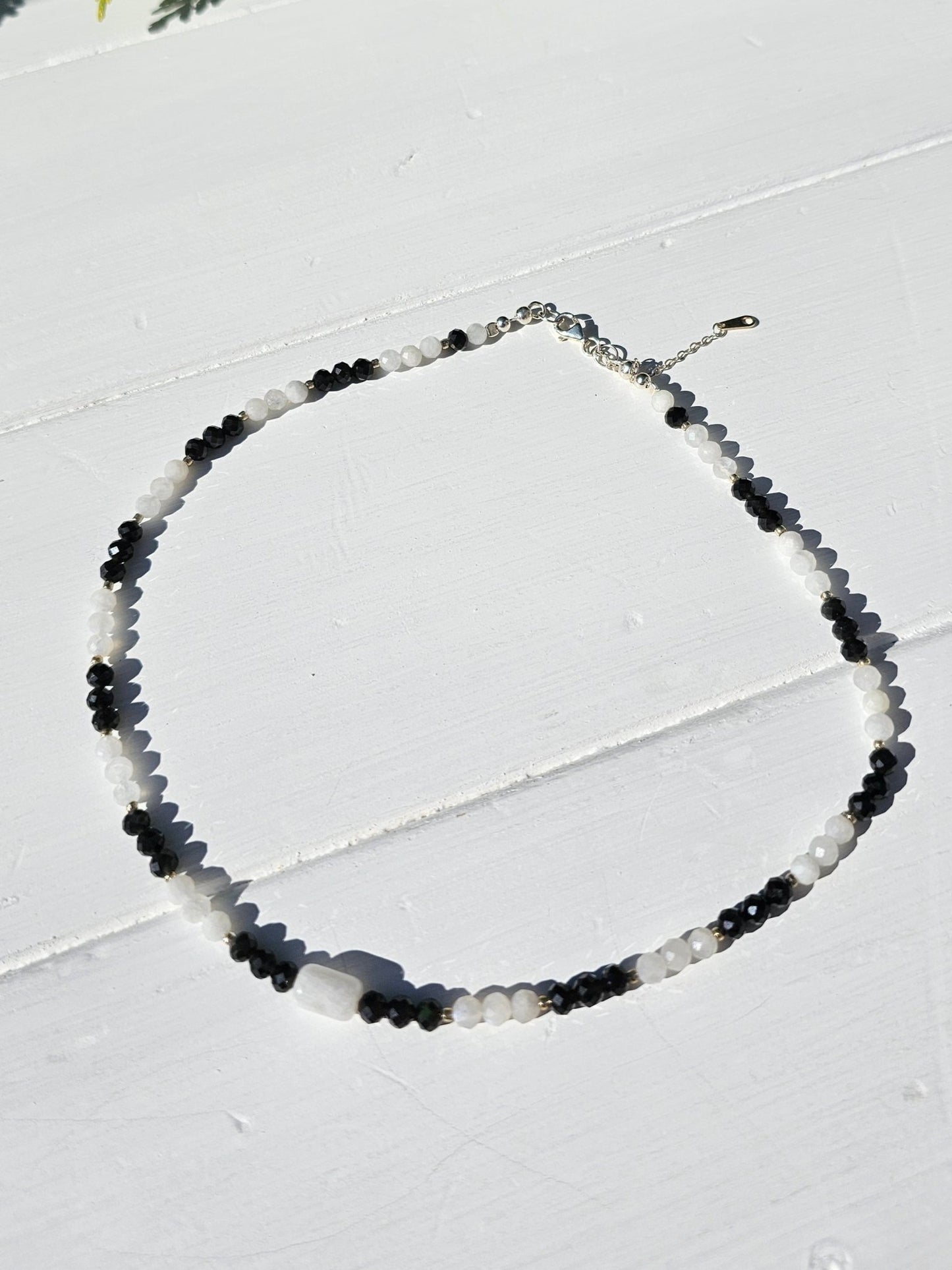 Moonstone & Black Onyx Choker 4mm - BellishMoonstone & Black Onyx Choker 4mm