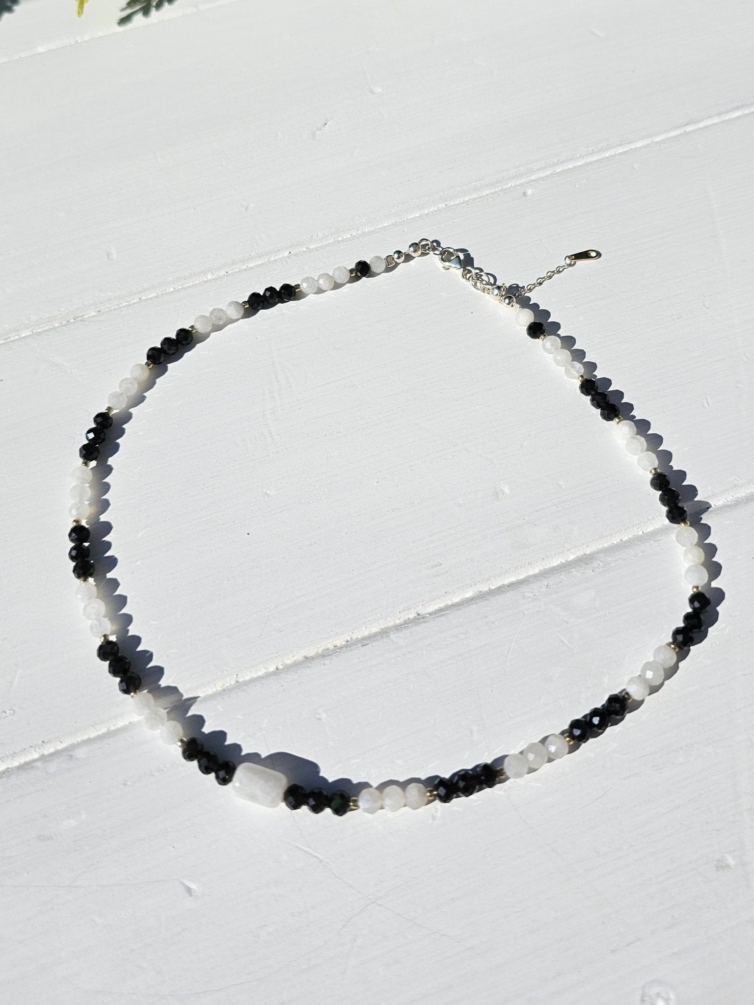 Moonstone & Black Onyx Choker 4mm - BellishMoonstone & Black Onyx Choker 4mm
