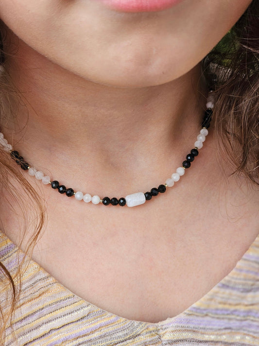 Moonstone & Black Onyx Choker 4mm - BellishMoonstone & Black Onyx Choker 4mm