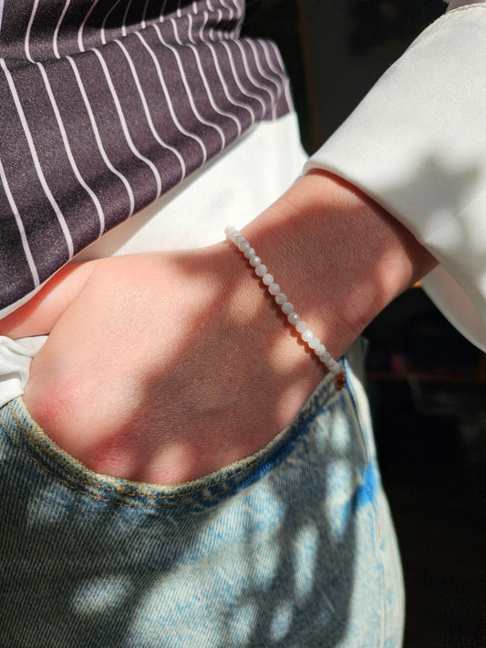Moonstone Bracelet 4mm – Power in Stone, Elegance & Classic Style - BellishMoonstone Bracelet 4mm – Power in Stone, Elegance & Classic Style