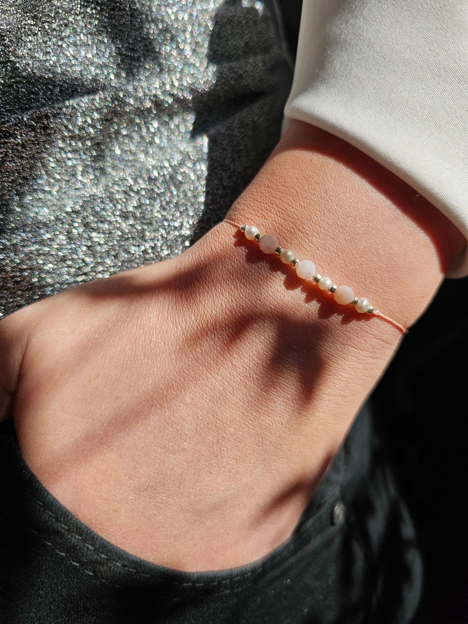 Pearl & Pink Opal Bracelet – Elegant Crystal Jewellery Gift – Handmade for Calm, Confidence & Heart Chakra Healin