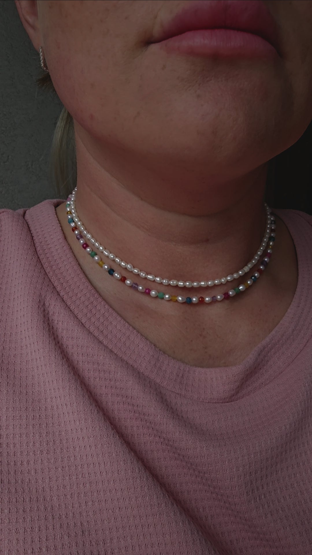 Rainbow Joy Choker – Colourful Gemstone Necklace with Pearls, Amethyst, Apatite, Amazonite & Rose Quartz – Summer Jewelry Gift
