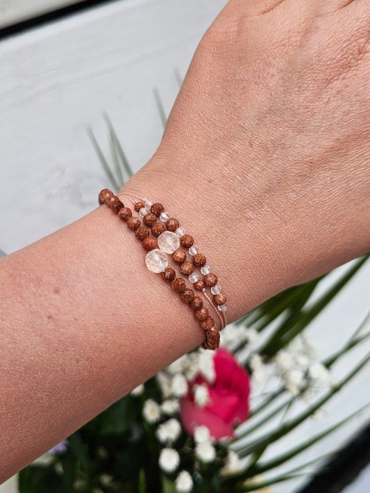 Still Light– Clear Quartz & Sandstone Bracelet - BellishStill Light– Clear Quartz & Sandstone Bracelet